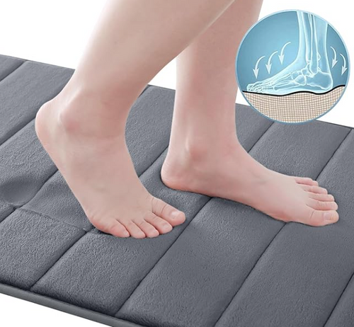 Covoraș de baie din poliester și microfibră, lavabil, antiderapant